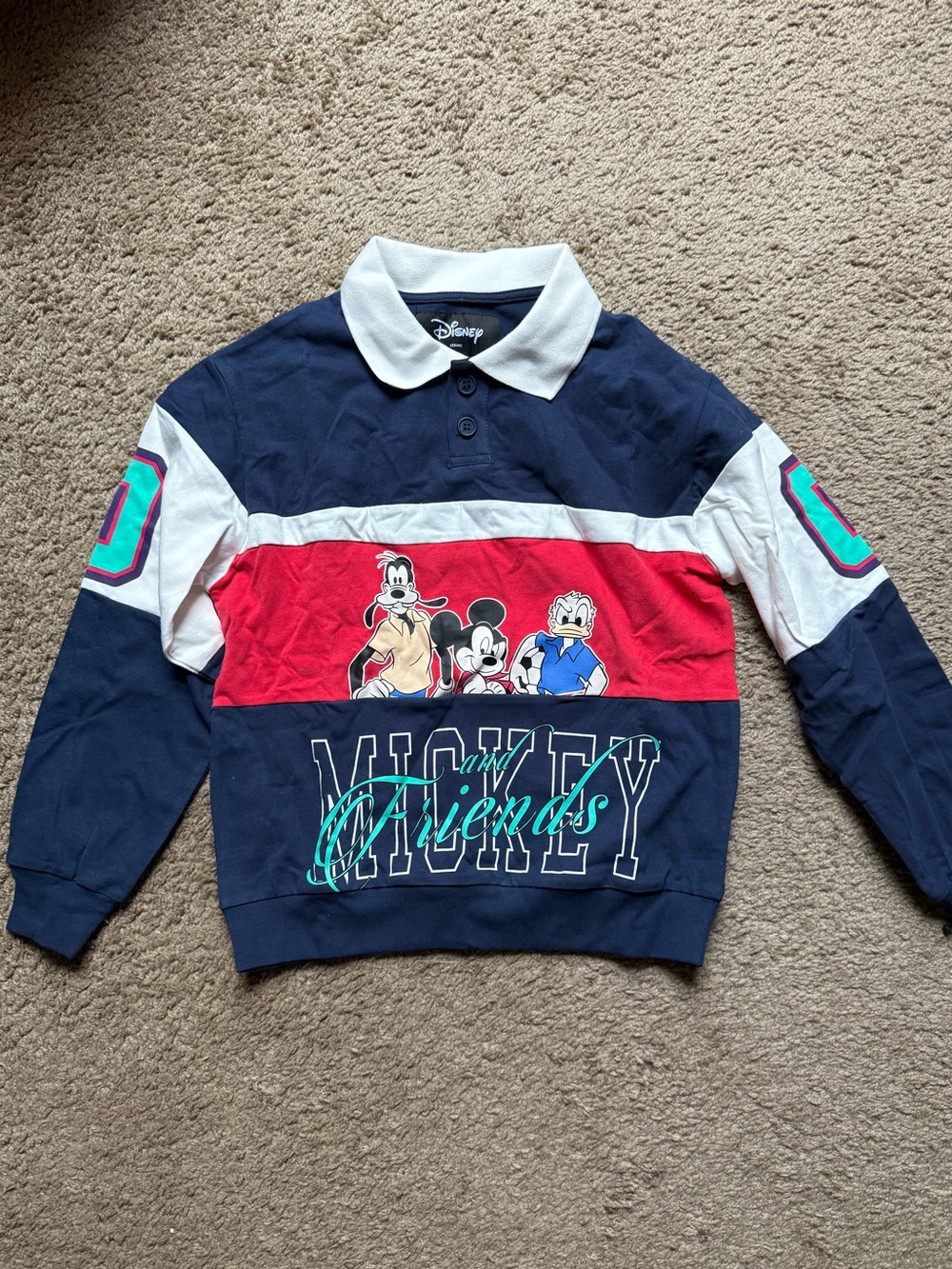 Disney Navy, Red & White Mickey & Friends Polo Sweatshirt